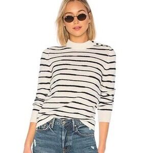 rag‎ & bone Sammy Sweater Wool Women's L Revolve Striped Ivory & Navy Mock $375